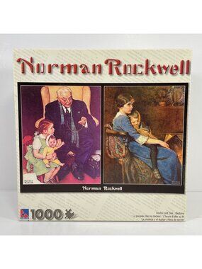 NIB Norman Rockwell Doctor and Doll Plus Bedtime jigsaw puzzle SURE-LOX new